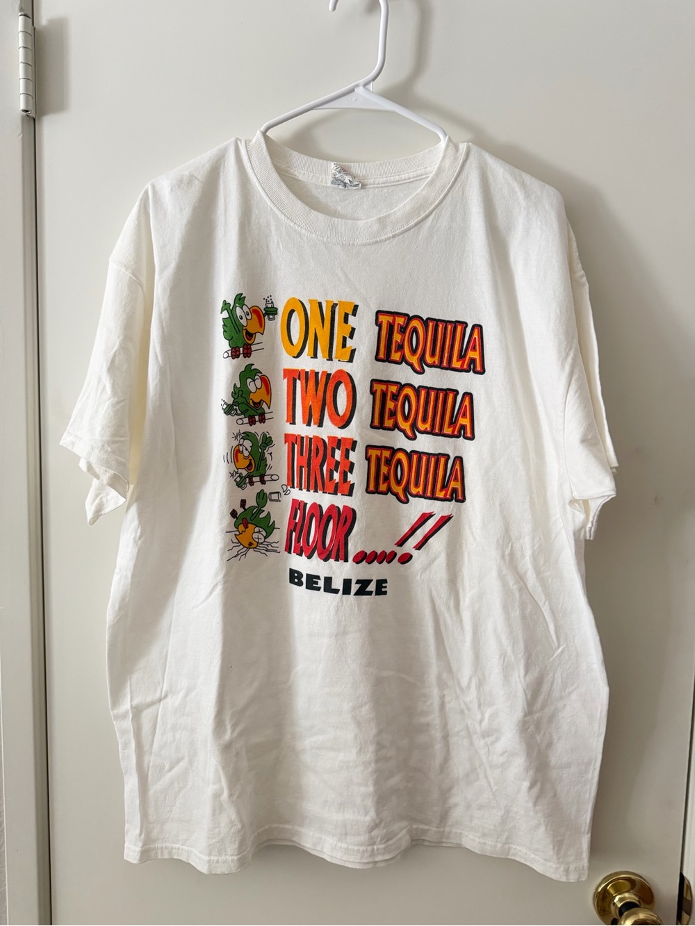 Belize White Graphic Men’s Tee - 'One Two Three Tequila'